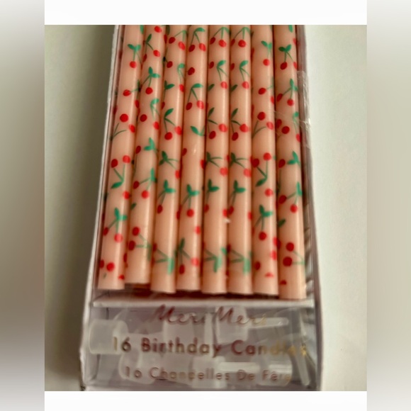 New 16 Pink Birthday Candles 16 Holders Red Flowers Green Stems Meri Meri - Picture 2 of 16